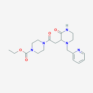 molecular formula C19H27N5O4 B3815552 ethyl 4-{[3-oxo-1-(2-pyridinylmethyl)-2-piperazinyl]acetyl}-1-piperazinecarboxylate 
