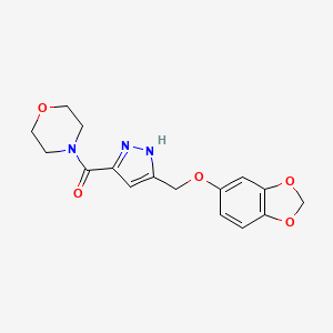 molecular formula C16H17N3O5 B3815591 4-({5-[(1,3-benzodioxol-5-yloxy)methyl]-1H-pyrazol-3-yl}carbonyl)morpholine 