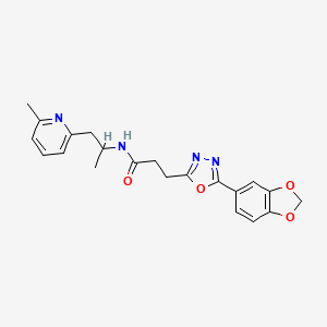 molecular formula C21H22N4O4 B3815607 3-[5-(1,3-benzodioxol-5-yl)-1,3,4-oxadiazol-2-yl]-N-[1-methyl-2-(6-methyl-2-pyridinyl)ethyl]propanamide 