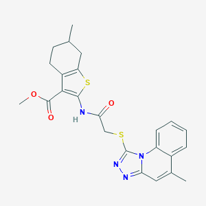 Methyl 6-methyl-2-({[(5-methyl[1,2,4]triazolo[4,3-a]quinolin-1-yl)sulfanyl]acetyl}amino)-4,5,6,7-tetrahydro-1-benzothiophene-3-carboxylate