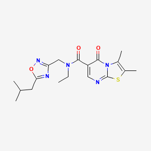 molecular formula C18H23N5O3S B3815673 N-ethyl-N-[(5-isobutyl-1,2,4-oxadiazol-3-yl)methyl]-2,3-dimethyl-5-oxo-5H-[1,3]thiazolo[3,2-a]pyrimidine-6-carboxamide 