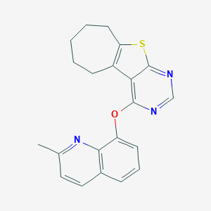 molecular formula C21H19N3OS B381568 4-[(2-methylquinolin-8-yl)oxy]-6,7,8,9-tetrahydro-5H-cyclohepta[4,5]thieno[2,3-d]pyrimidine 