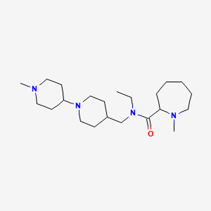 molecular formula C22H42N4O B3815690 N-ethyl-1-methyl-N-[(1'-methyl-1,4'-bipiperidin-4-yl)methyl]-2-azepanecarboxamide 