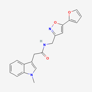 molecular formula C19H17N3O3 B3815695 N-{[5-(2-furyl)isoxazol-3-yl]methyl}-2-(1-methyl-1H-indol-3-yl)acetamide 