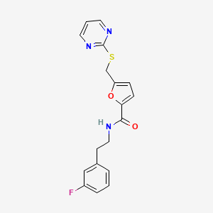 molecular formula C18H16FN3O2S B3815731 N-[2-(3-fluorophenyl)ethyl]-5-[(pyrimidin-2-ylthio)methyl]-2-furamide 