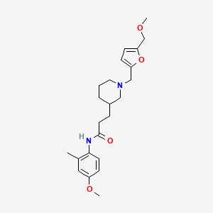 molecular formula C23H32N2O4 B3815736 3-(1-{[5-(methoxymethyl)-2-furyl]methyl}-3-piperidinyl)-N-(4-methoxy-2-methylphenyl)propanamide 