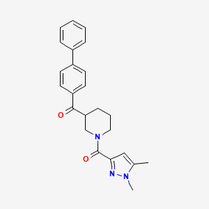 molecular formula C24H25N3O2 B3815751 4-biphenylyl{1-[(1,5-dimethyl-1H-pyrazol-3-yl)carbonyl]-3-piperidinyl}methanone 