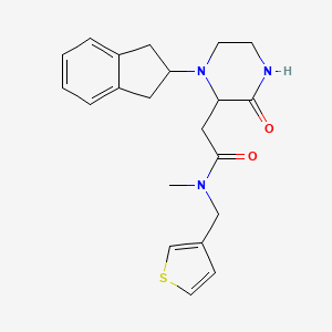 molecular formula C21H25N3O2S B3815782 2-[1-(2,3-dihydro-1H-inden-2-yl)-3-oxo-2-piperazinyl]-N-methyl-N-(3-thienylmethyl)acetamide 