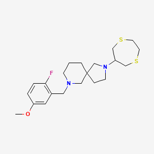 molecular formula C21H31FN2OS2 B3815798 2-(1,4-dithiepan-6-yl)-7-(2-fluoro-5-methoxybenzyl)-2,7-diazaspiro[4.5]decane 