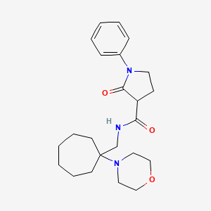 molecular formula C23H33N3O3 B3815852 N-{[1-(4-morpholinyl)cycloheptyl]methyl}-2-oxo-1-phenyl-3-pyrrolidinecarboxamide 