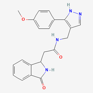 N-{[3-(4-methoxyphenyl)-1H-pyrazol-4-yl]methyl}-2-(3-oxo-2,3-dihydro-1H-isoindol-1-yl)acetamide