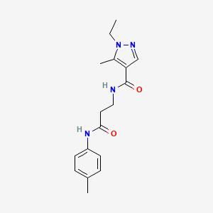 molecular formula C17H22N4O2 B3815874 1-ethyl-5-methyl-N-{3-[(4-methylphenyl)amino]-3-oxopropyl}-1H-pyrazole-4-carboxamide 