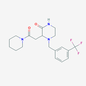 molecular formula C19H24F3N3O2 B3815902 3-[2-oxo-2-(1-piperidinyl)ethyl]-4-[3-(trifluoromethyl)benzyl]-2-piperazinone 