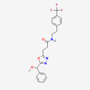 molecular formula C22H22F3N3O3 B3815910 3-{5-[methoxy(phenyl)methyl]-1,3,4-oxadiazol-2-yl}-N-{2-[4-(trifluoromethyl)phenyl]ethyl}propanamide 