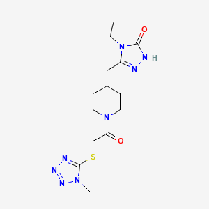 molecular formula C14H22N8O2S B3815920 4-ethyl-5-[(1-{[(1-methyl-1H-tetrazol-5-yl)thio]acetyl}piperidin-4-yl)methyl]-2,4-dihydro-3H-1,2,4-triazol-3-one 