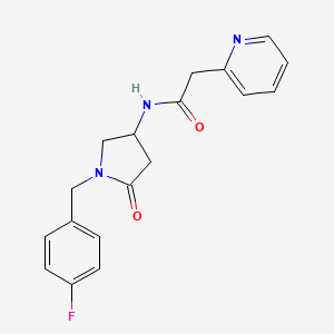 molecular formula C18H18FN3O2 B3815937 N-[1-(4-fluorobenzyl)-5-oxo-3-pyrrolidinyl]-2-(2-pyridinyl)acetamide 