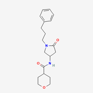 molecular formula C19H26N2O3 B3815943 N-[5-oxo-1-(3-phenylpropyl)-3-pyrrolidinyl]tetrahydro-2H-pyran-4-carboxamide 