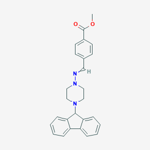 molecular formula C26H25N3O2 B381596 methyl 4-({[4-(9H-fluoren-9-yl)-1-piperazinyl]imino}methyl)benzoate 