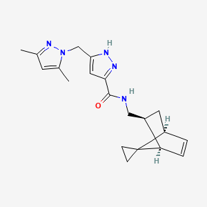 molecular formula C20H25N5O B3815975 5-[(3,5-dimethyl-1H-pyrazol-1-yl)methyl]-N-[(1R*,2S*,4S*)-spiro[bicyclo[2.2.1]heptane-7,1'-cyclopropane]-5-en-2-ylmethyl]-1H-pyrazole-3-carboxamide 