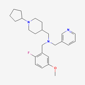 molecular formula C25H34FN3O B3815982 1-(1-cyclopentyl-4-piperidinyl)-N-(2-fluoro-5-methoxybenzyl)-N-(3-pyridinylmethyl)methanamine 