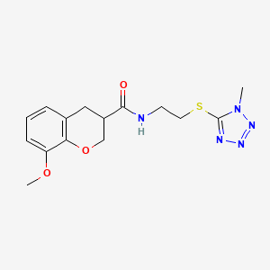 molecular formula C15H19N5O3S B3815993 8-methoxy-N-{2-[(1-methyl-1H-tetrazol-5-yl)thio]ethyl}chromane-3-carboxamide 