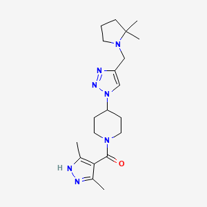 molecular formula C20H31N7O B3816005 1-[(3,5-dimethyl-1H-pyrazol-4-yl)carbonyl]-4-{4-[(2,2-dimethylpyrrolidin-1-yl)methyl]-1H-1,2,3-triazol-1-yl}piperidine 