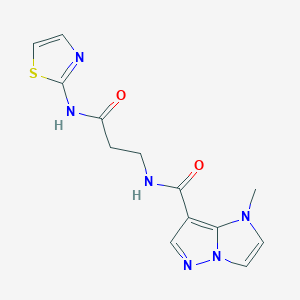 molecular formula C13H14N6O2S B3816012 1-methyl-N-[3-oxo-3-(1,3-thiazol-2-ylamino)propyl]-1H-imidazo[1,2-b]pyrazole-7-carboxamide 