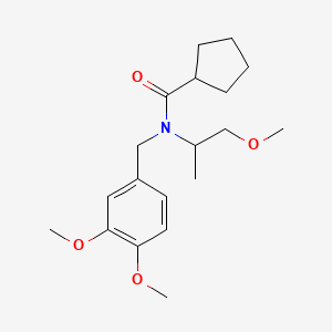 molecular formula C19H29NO4 B3816026 N-(3,4-dimethoxybenzyl)-N-(2-methoxy-1-methylethyl)cyclopentanecarboxamide 