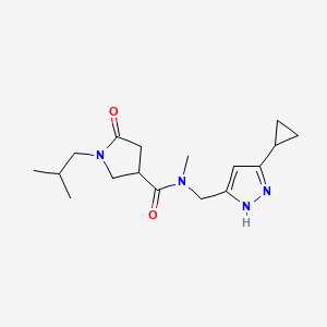 molecular formula C17H26N4O2 B3816033 N-[(5-cyclopropyl-1H-pyrazol-3-yl)methyl]-1-isobutyl-N-methyl-5-oxopyrrolidine-3-carboxamide 