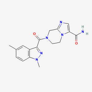 molecular formula C17H18N6O2 B3816040 7-[(1,5-dimethyl-1H-indazol-3-yl)carbonyl]-5,6,7,8-tetrahydroimidazo[1,2-a]pyrazine-3-carboxamide 