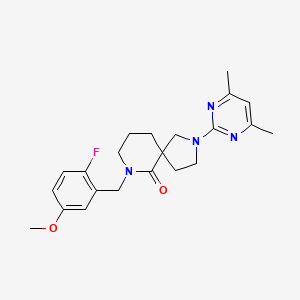 molecular formula C22H27FN4O2 B3816061 2-(4,6-dimethyl-2-pyrimidinyl)-7-(2-fluoro-5-methoxybenzyl)-2,7-diazaspiro[4.5]decan-6-one 
