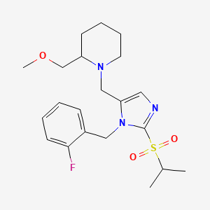 molecular formula C21H30FN3O3S B3816069 1-{[1-(2-fluorobenzyl)-2-(isopropylsulfonyl)-1H-imidazol-5-yl]methyl}-2-(methoxymethyl)piperidine 