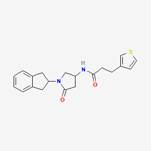 molecular formula C20H22N2O2S B3816079 N-[1-(2,3-dihydro-1H-inden-2-yl)-5-oxo-3-pyrrolidinyl]-3-(3-thienyl)propanamide 