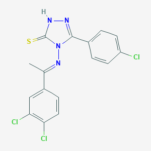 molecular formula C16H11Cl3N4S B381611 5-(4-chlorophenyl)-4-{[1-(3,4-dichlorophenyl)ethylidene]amino}-4H-1,2,4-triazole-3-thiol 