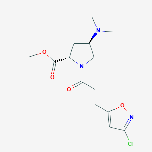 molecular formula C14H20ClN3O4 B3816129 methyl (2S,4R)-1-[3-(3-chloroisoxazol-5-yl)propanoyl]-4-(dimethylamino)pyrrolidine-2-carboxylate 