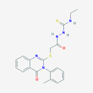 molecular formula C20H21N5O2S2 B381615 1-Ethyl-3-[[2-[3-(2-methylphenyl)-4-oxoquinazolin-2-yl]sulfanylacetyl]amino]thiourea CAS No. 385405-18-5