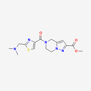 molecular formula C15H19N5O3S B3816151 methyl 5-({2-[(dimethylamino)methyl]-1,3-thiazol-4-yl}carbonyl)-4,5,6,7-tetrahydropyrazolo[1,5-a]pyrazine-2-carboxylate 
