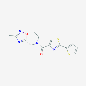 molecular formula C14H14N4O2S2 B3816160 N-ethyl-N-[(3-methyl-1,2,4-oxadiazol-5-yl)methyl]-2-(2-thienyl)-1,3-thiazole-4-carboxamide 