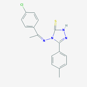 molecular formula C17H15ClN4S B381617 4-{[1-(4-chlorophenyl)ethylidene]amino}-5-(4-methylphenyl)-4H-1,2,4-triazol-3-yl hydrosulfide 