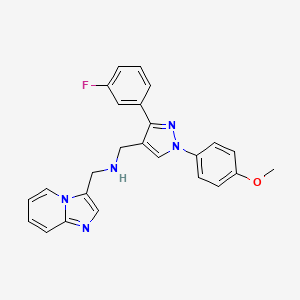 molecular formula C25H22FN5O B3816173 1-[3-(3-fluorophenyl)-1-(4-methoxyphenyl)-1H-pyrazol-4-yl]-N-(imidazo[1,2-a]pyridin-3-ylmethyl)methanamine 