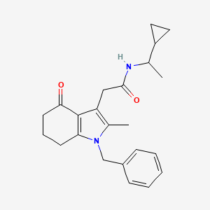 molecular formula C23H28N2O2 B3816200 2-(1-benzyl-2-methyl-4-oxo-4,5,6,7-tetrahydro-1H-indol-3-yl)-N-(1-cyclopropylethyl)acetamide 