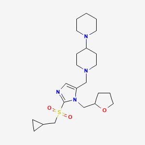 molecular formula C23H38N4O3S B3816215 1'-{[2-[(cyclopropylmethyl)sulfonyl]-1-(tetrahydro-2-furanylmethyl)-1H-imidazol-5-yl]methyl}-1,4'-bipiperidine 