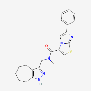 molecular formula C22H23N5OS B3816218 N-(1,4,5,6,7,8-hexahydrocyclohepta[c]pyrazol-3-ylmethyl)-N-methyl-6-phenylimidazo[2,1-b][1,3]thiazole-3-carboxamide 