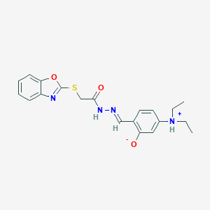 molecular formula C20H22N4O3S B381622 2-[(E)-{2-[(1,3-benzoxazol-2-ylsulfanyl)acetyl]hydrazinylidene}methyl]-5-(diethylammonio)phenolate CAS No. 385405-30-1