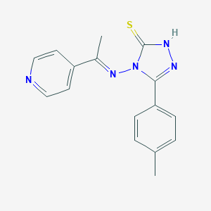 molecular formula C16H15N5S B381623 5-(4-methylphenyl)-4-{[1-(4-pyridinyl)ethylidene]amino}-4H-1,2,4-triazol-3-yl hydrosulfide 