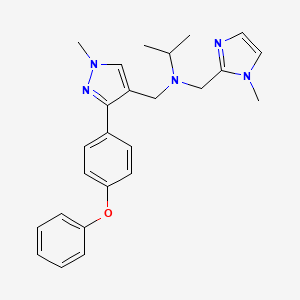 molecular formula C25H29N5O B3816235 N-[(1-methyl-1H-imidazol-2-yl)methyl]-N-{[1-methyl-3-(4-phenoxyphenyl)-1H-pyrazol-4-yl]methyl}-2-propanamine 