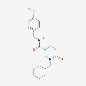 molecular formula C21H30N2O2S B3816238 1-(cyclohexylmethyl)-N-[4-(methylthio)benzyl]-6-oxo-3-piperidinecarboxamide 