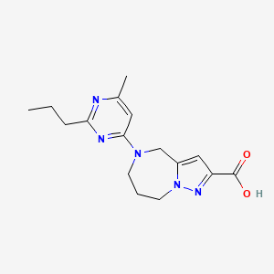 molecular formula C16H21N5O2 B3816240 5-(6-methyl-2-propylpyrimidin-4-yl)-5,6,7,8-tetrahydro-4H-pyrazolo[1,5-a][1,4]diazepine-2-carboxylic acid 