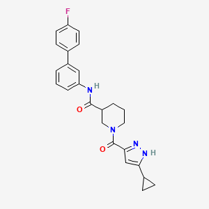 molecular formula C25H25FN4O2 B3816260 1-[(3-cyclopropyl-1H-pyrazol-5-yl)carbonyl]-N-(4'-fluoro-3-biphenylyl)-3-piperidinecarboxamide 