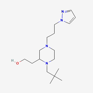 molecular formula C17H32N4O B3816266 2-{1-(2,2-dimethylpropyl)-4-[3-(1H-pyrazol-1-yl)propyl]-2-piperazinyl}ethanol 
